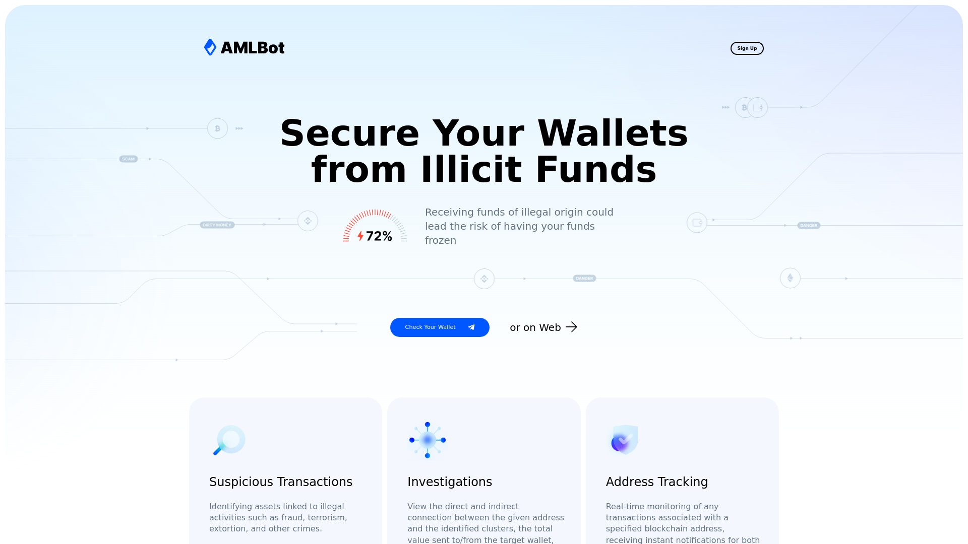 website screenshot of https://aml-wallet.one