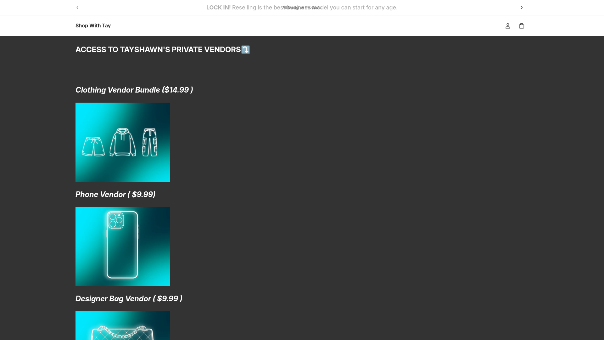 website screenshot of https://shopbytay.com/