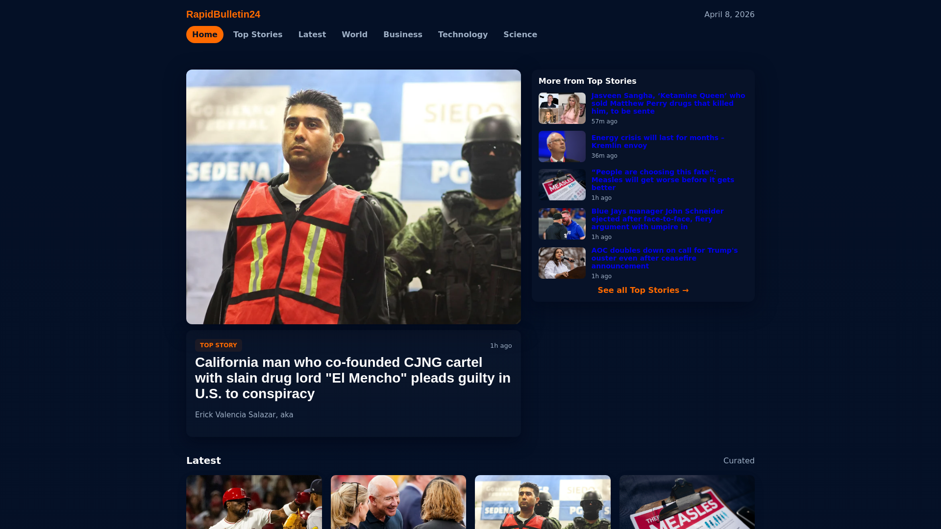 website screenshot of https://rapidbulletin24.com/