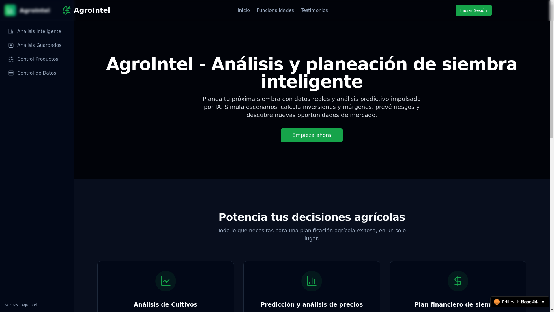 website screenshot of https://agrointel.io/