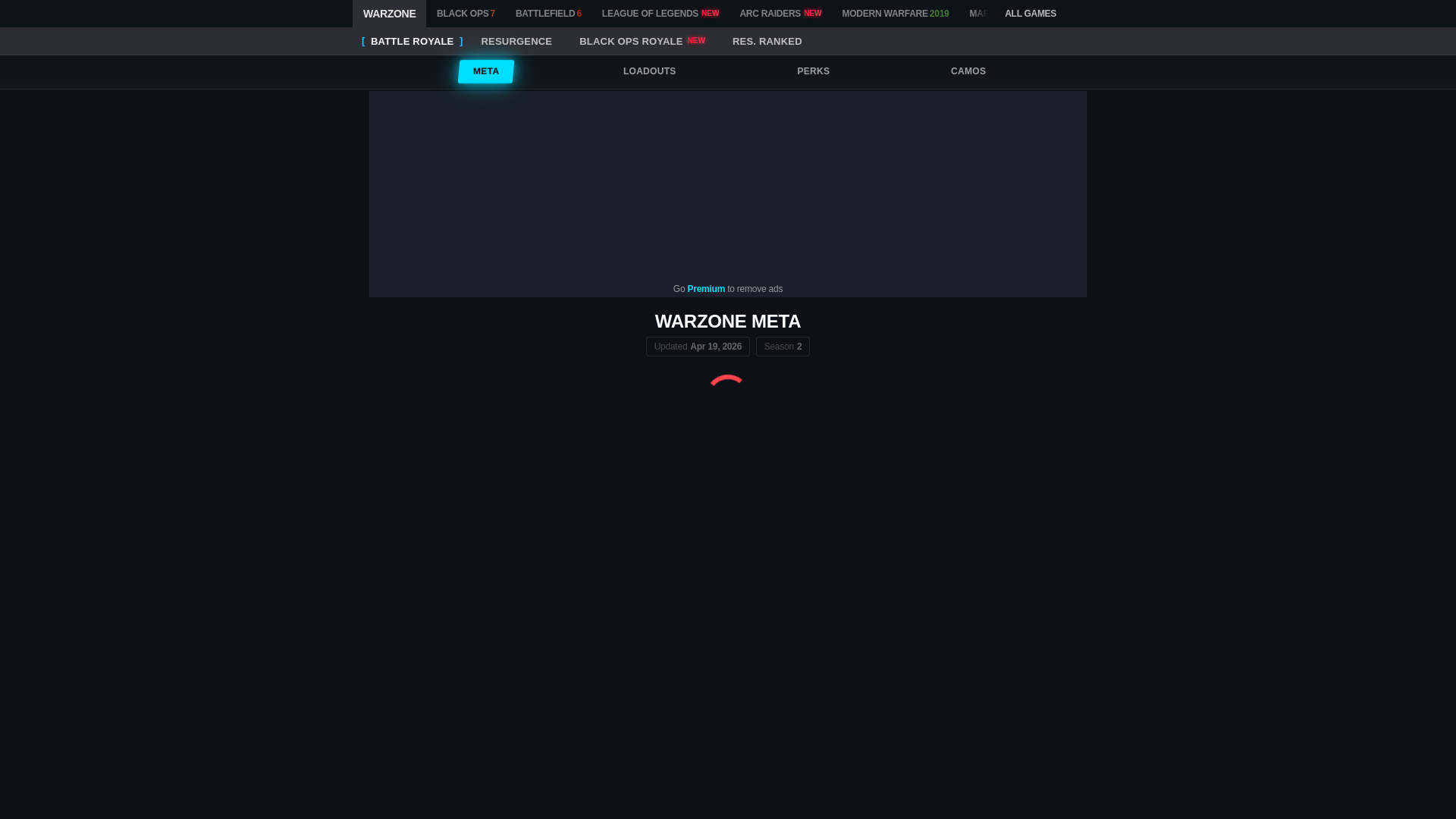 website screenshot of https://wzstats.gg/