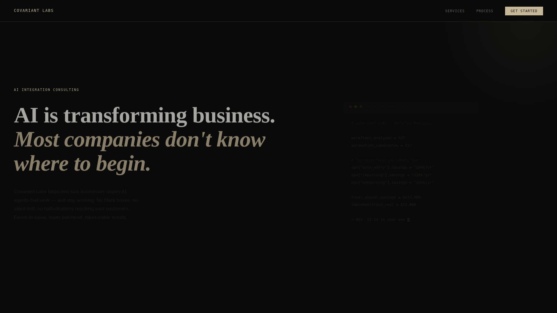 website screenshot of https://covariantlabs.io/