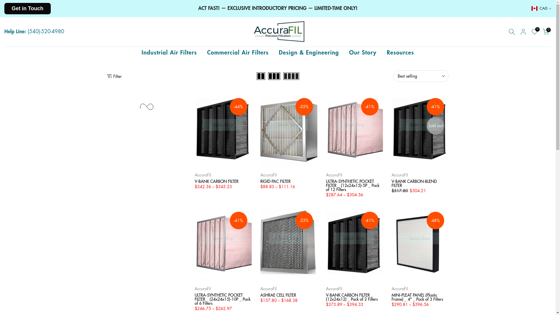 website screenshot of https://www.accurafil.com/collections/industrial-air-filters