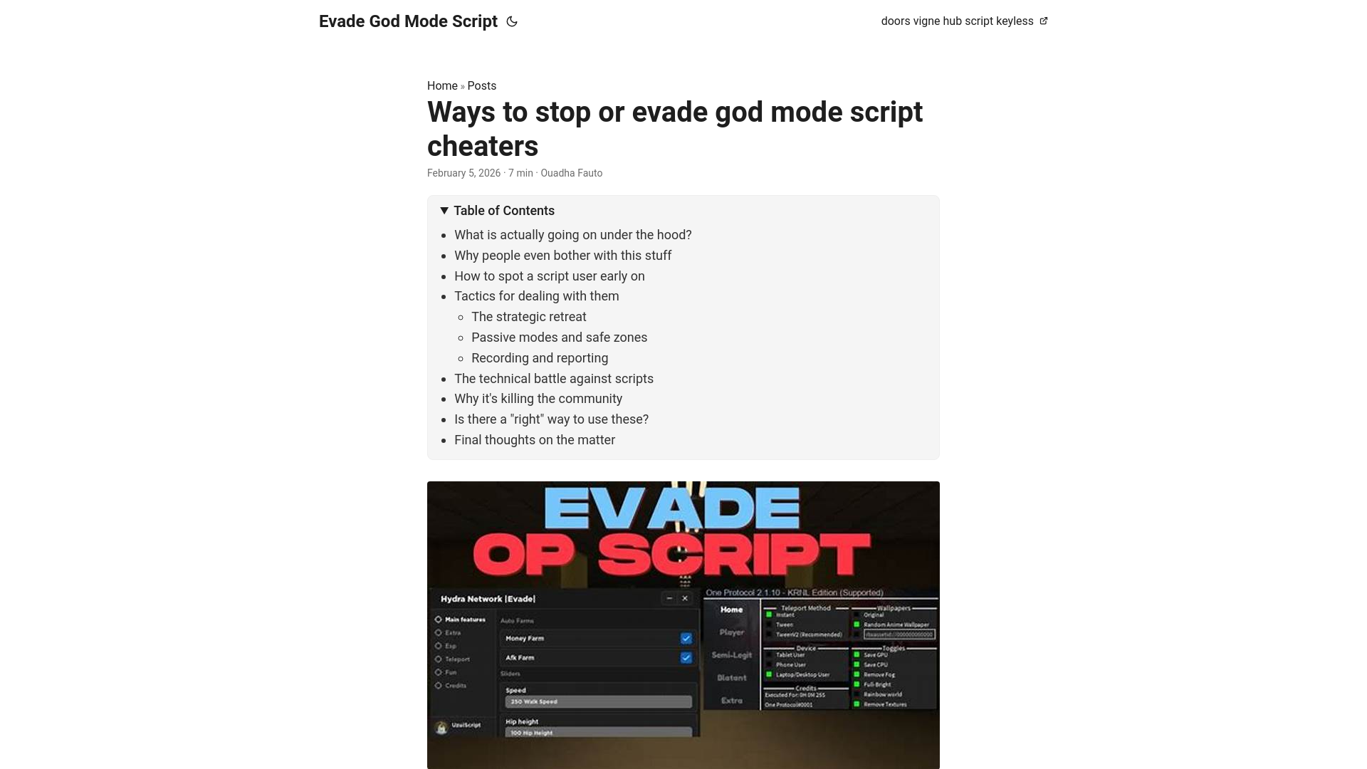 website screenshot of https://evade-god-mode-script.pages.dev/