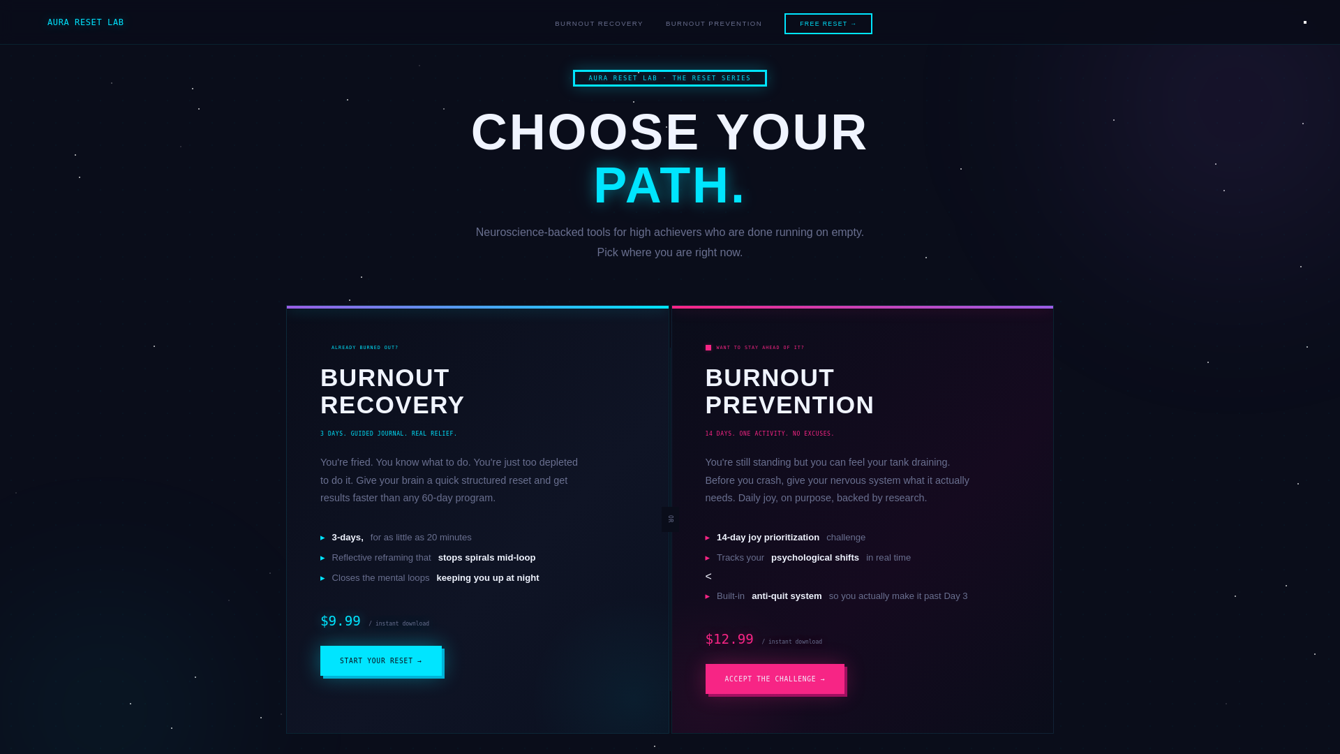 website screenshot of https://auraresetlab.com/