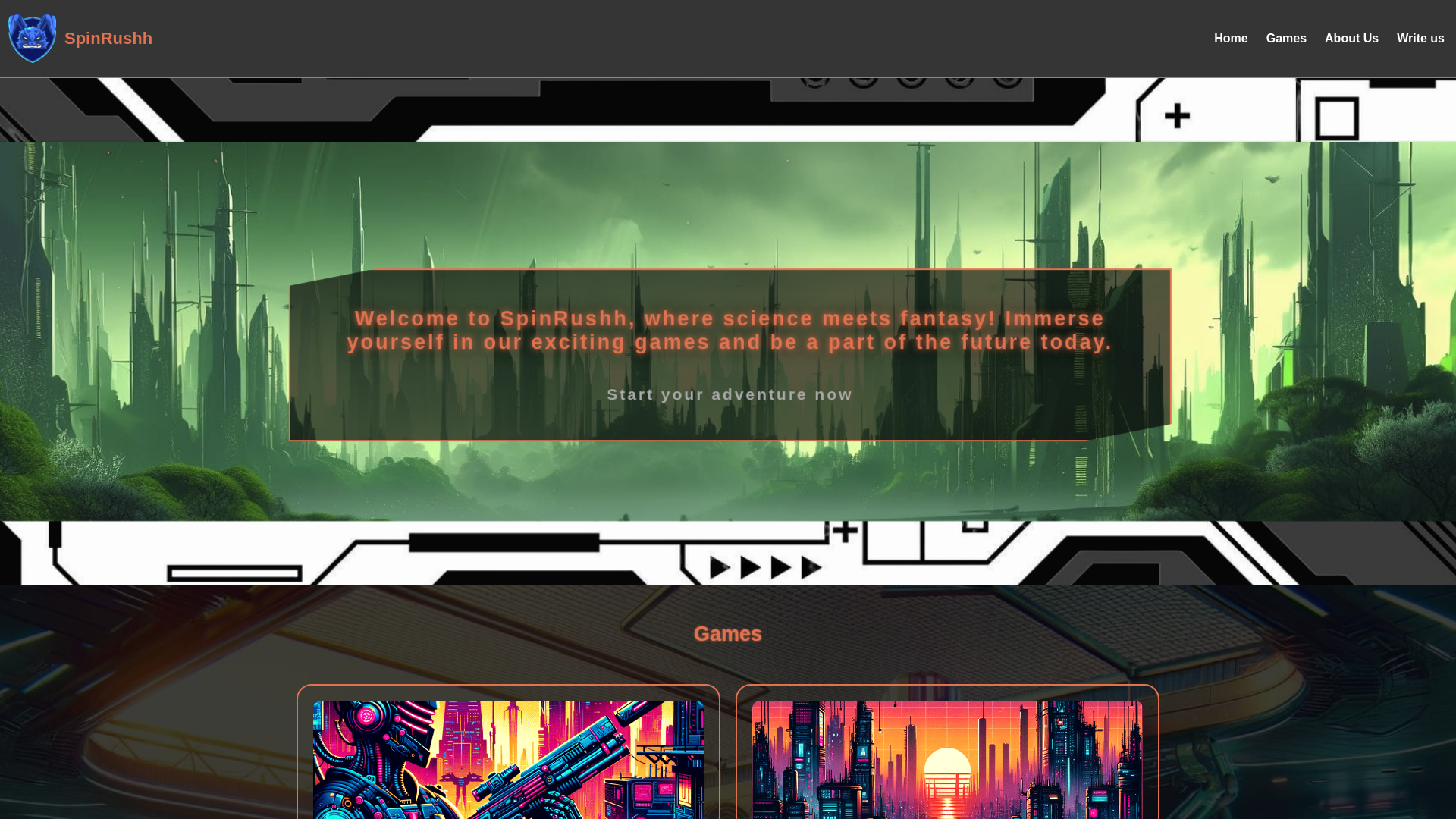 website screenshot of https://spinrushh.com/