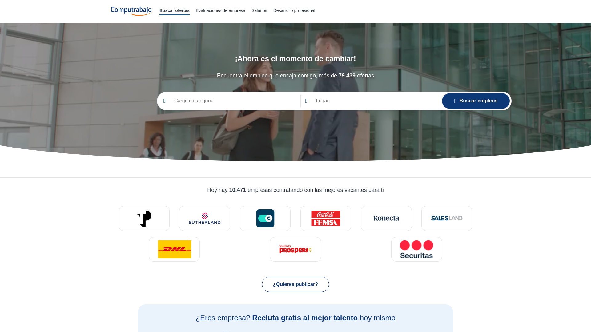 website screenshot of https://co.computrabajo.com