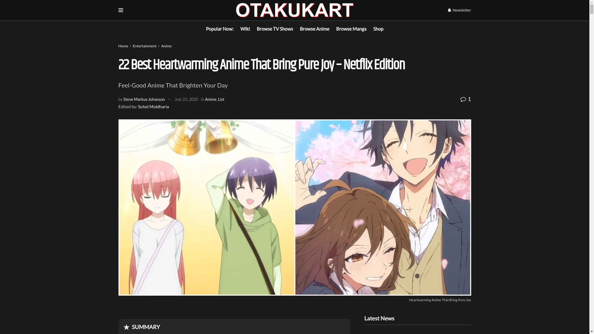 website screenshot of https://otakukart.com/22-best-heartwarming-anime-that-bring-pure-joy/
