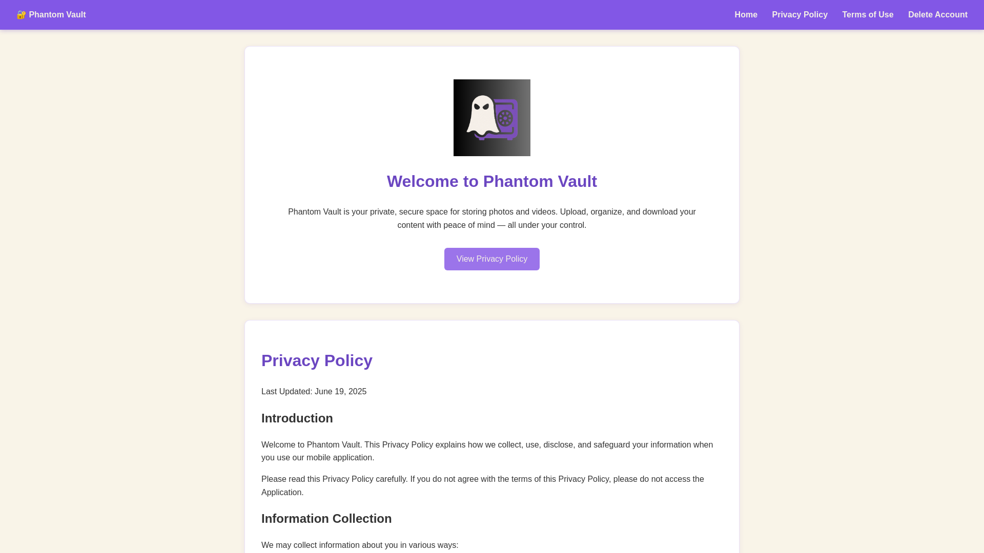 website screenshot of https://phantomvault.pages.dev