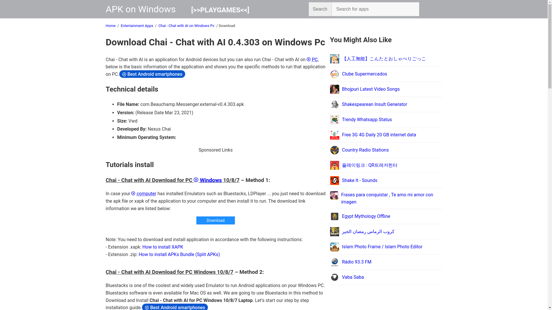 website screenshot of https://napkforpc.com/download/apk/com.Beauchamp.Messenger.external/