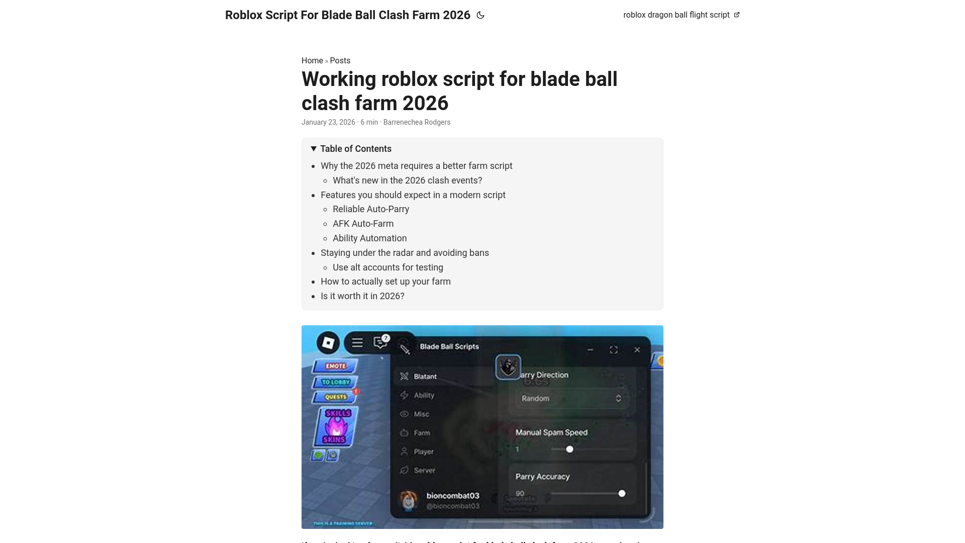 website screenshot of https://roblox-script-for-blade-ball-clash-farm-2026.pages.dev/