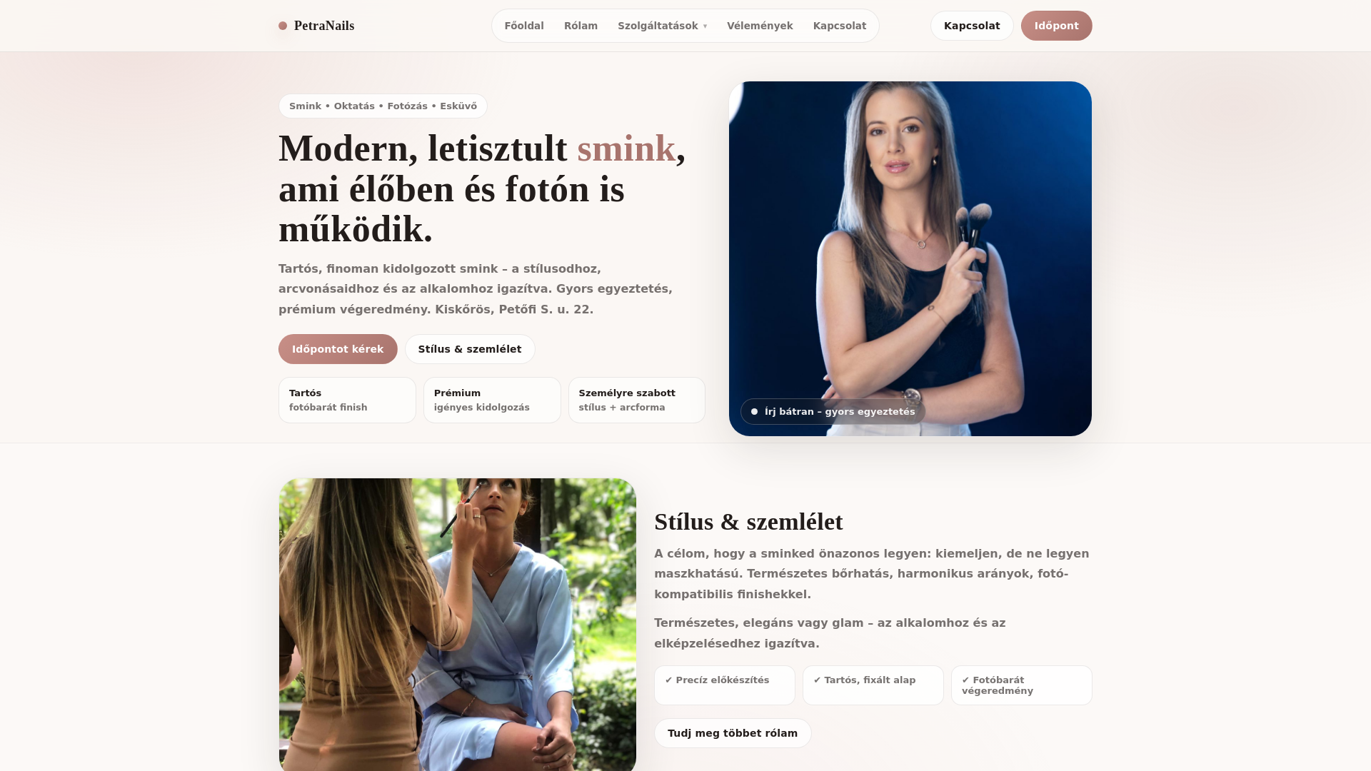 website screenshot of https://petranails.pages.dev/