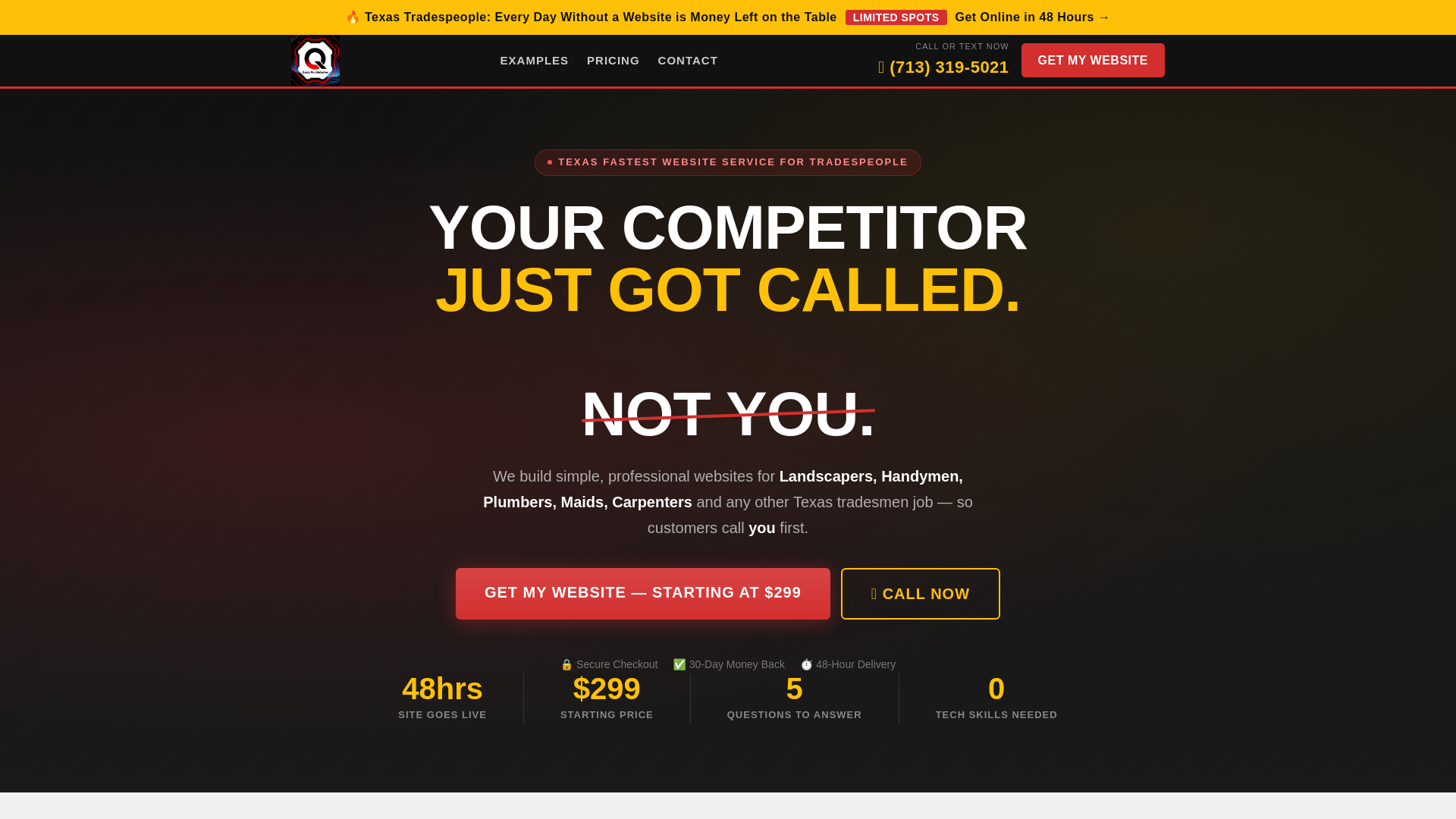 website screenshot of https://quickprowebsites.store