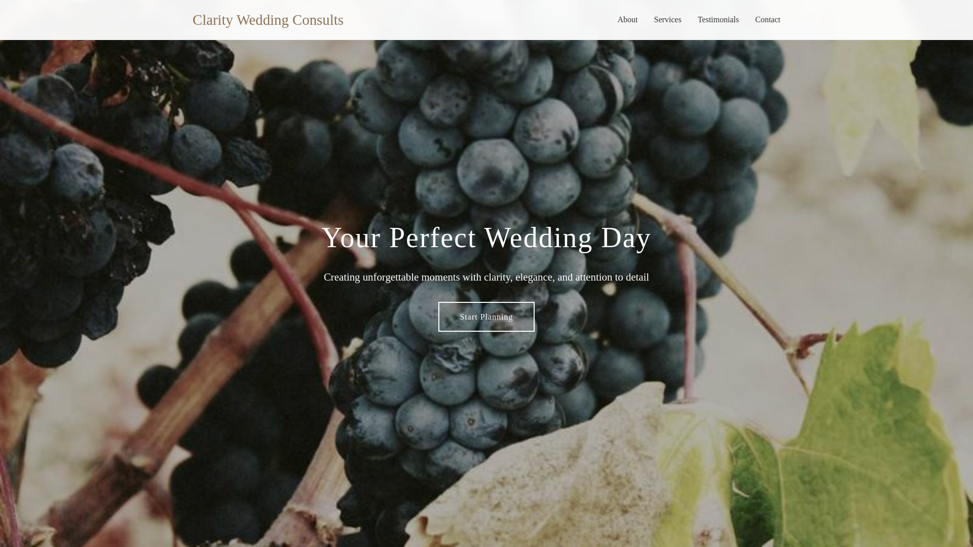 website screenshot of https://clarityweddingconsults.click/
