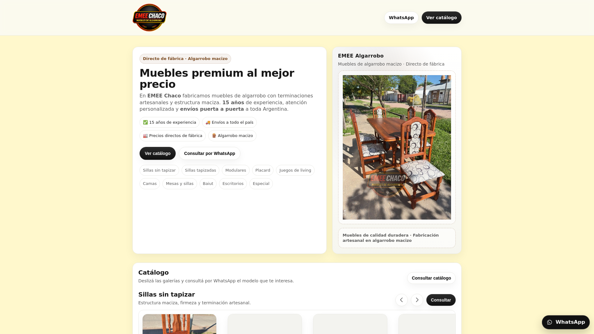 website screenshot of https://emeechacoalgarrobo.me/