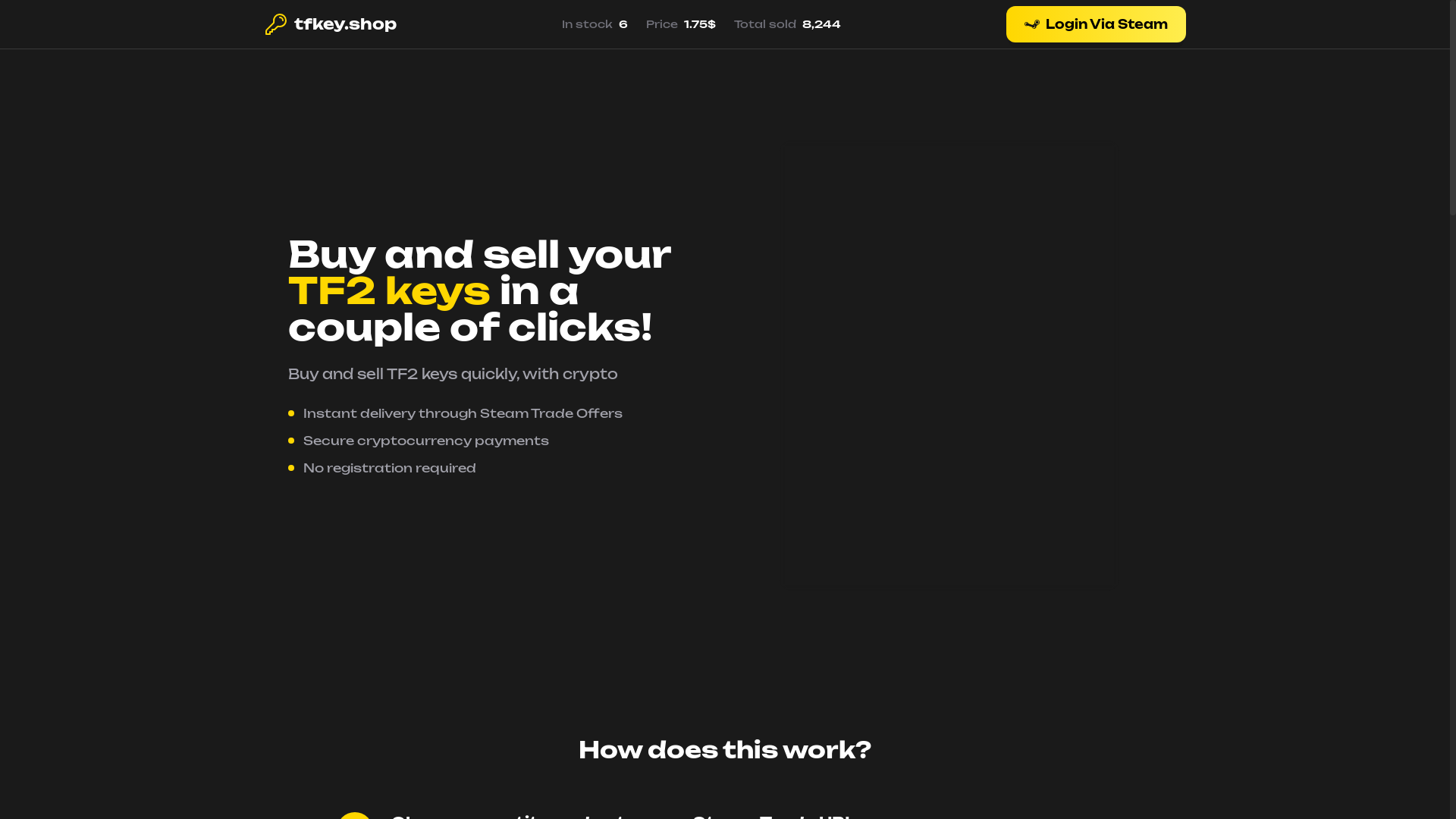 website screenshot of https://tfkey.shop/