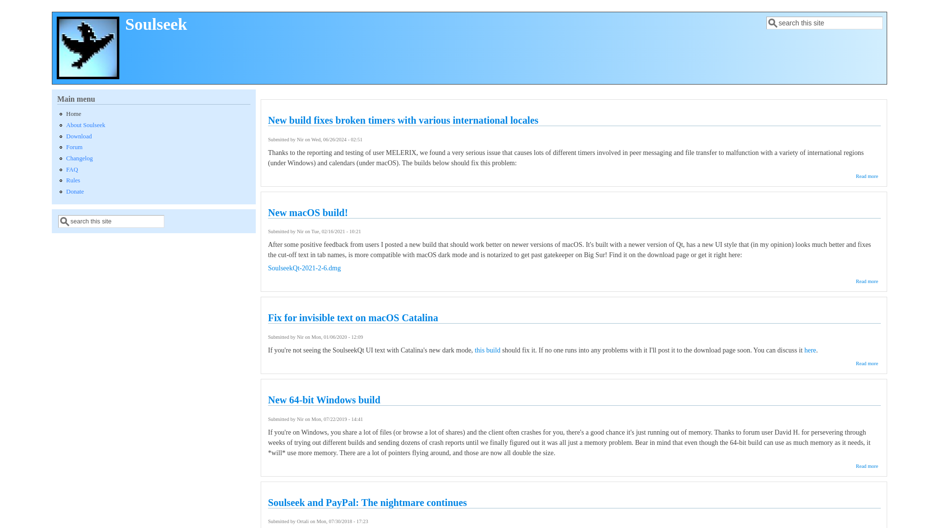 website screenshot of http://www.slsknet.org/news/