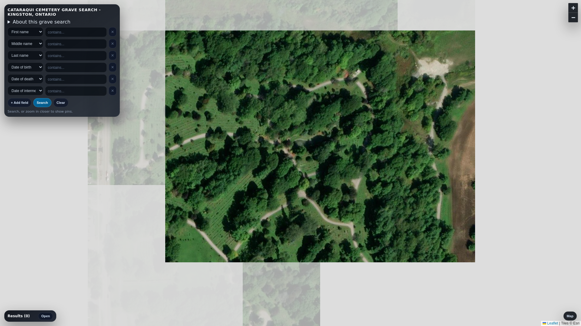 website screenshot of https://cataraquicemetery.com/