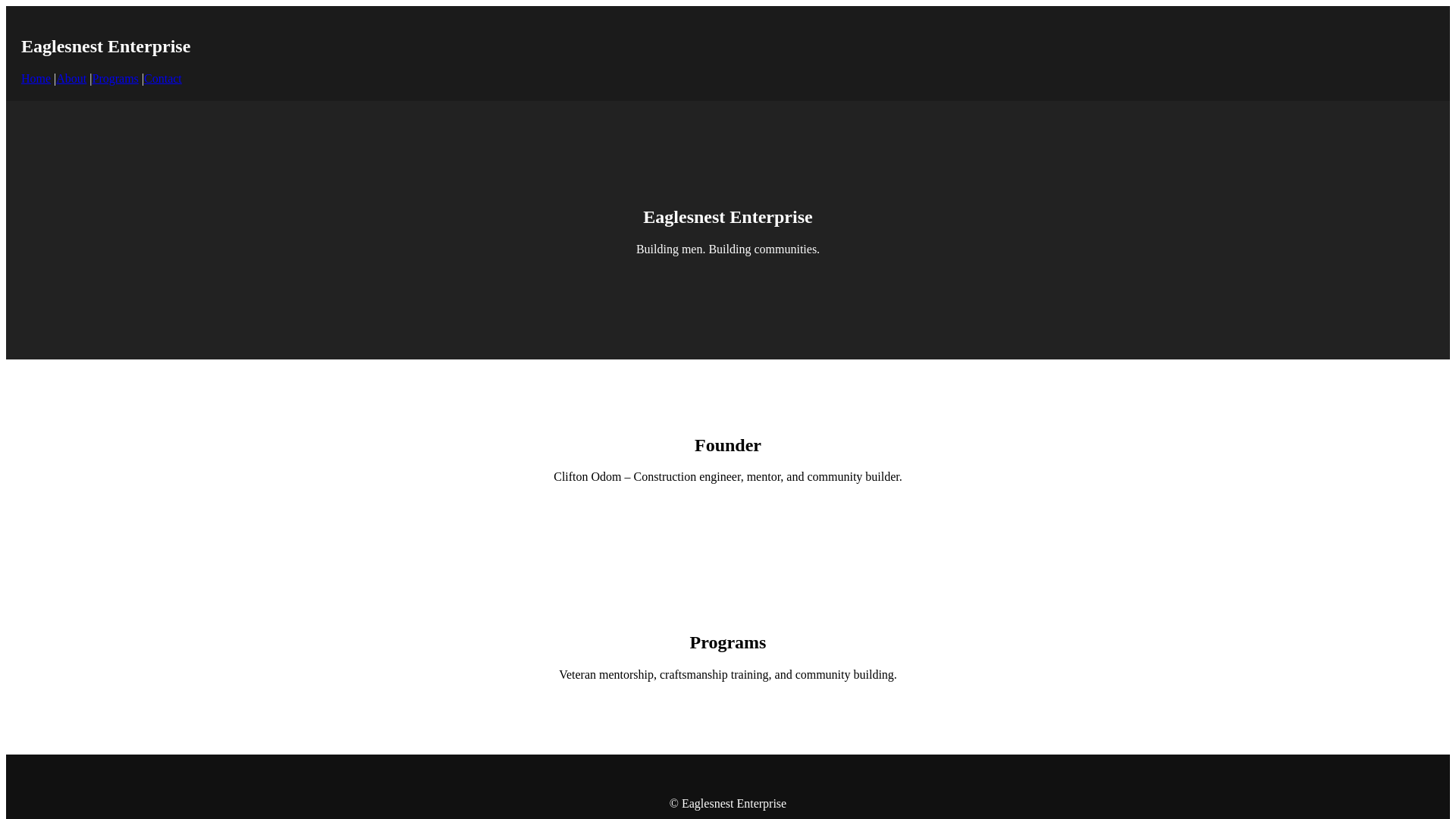 website screenshot of https://eaglesnest-ent.pages.dev/