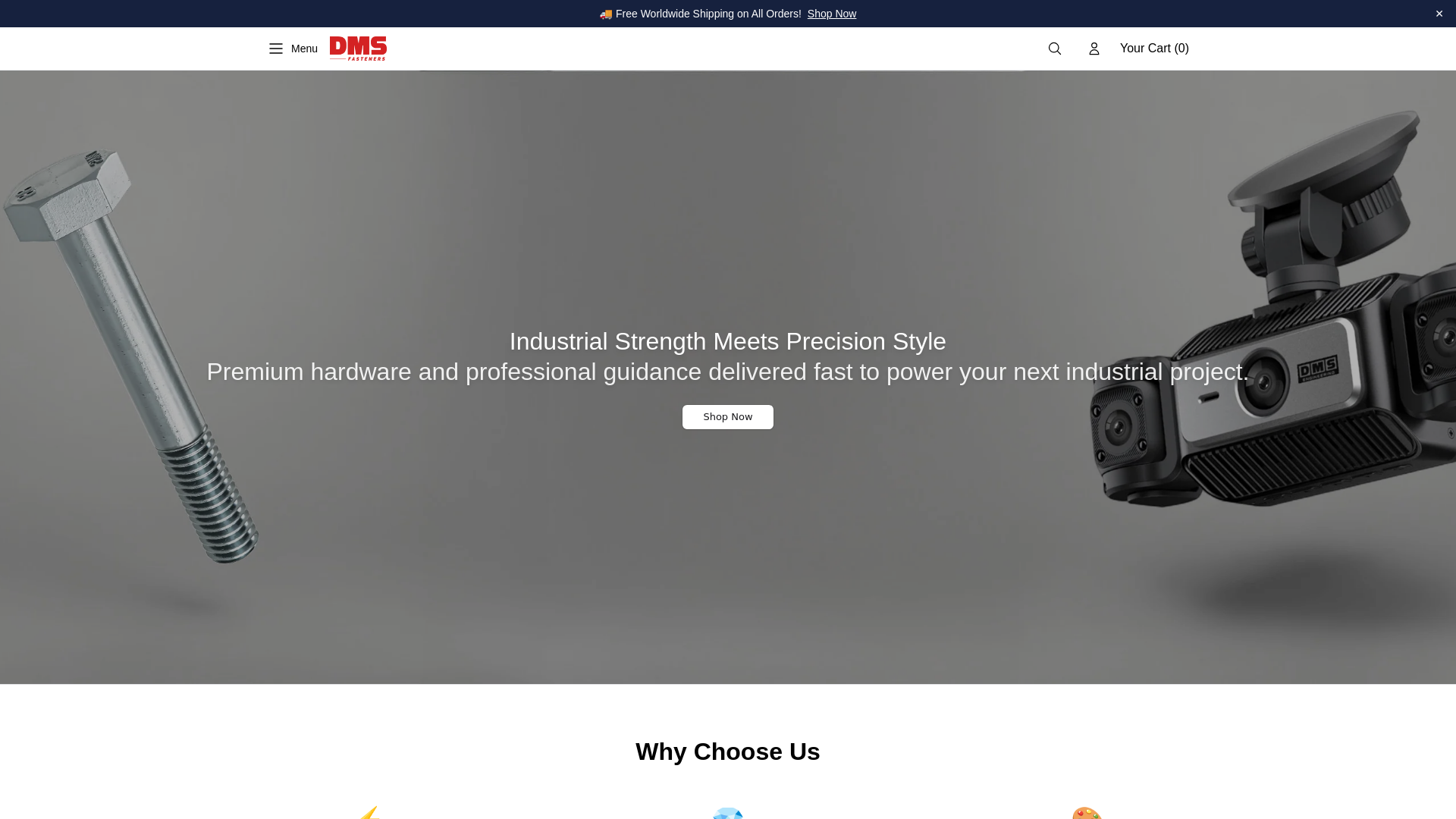 website screenshot of https://getdmsfasteners.shop/