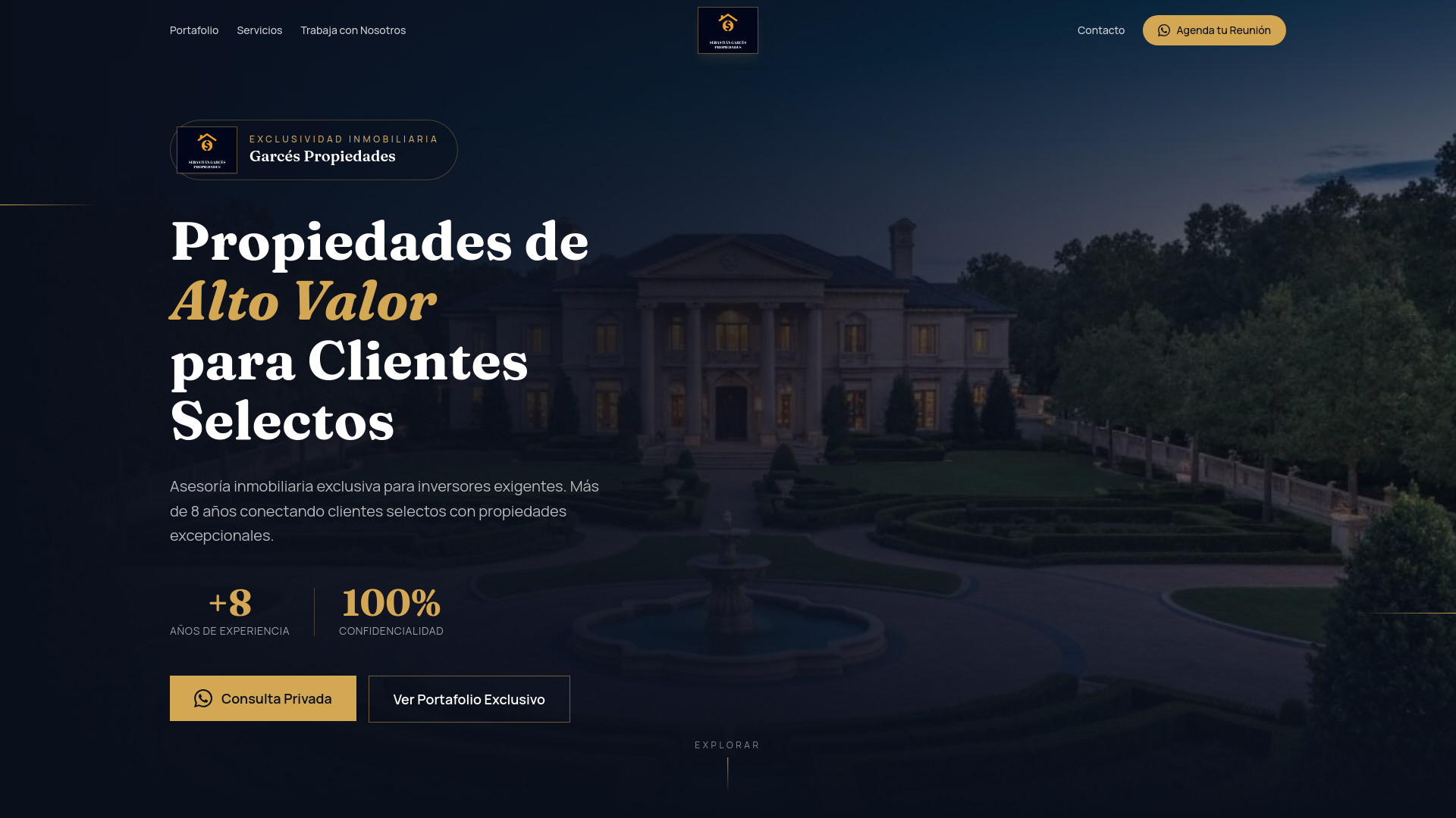 website screenshot of https://sebastiangarcespropiedades.cl/