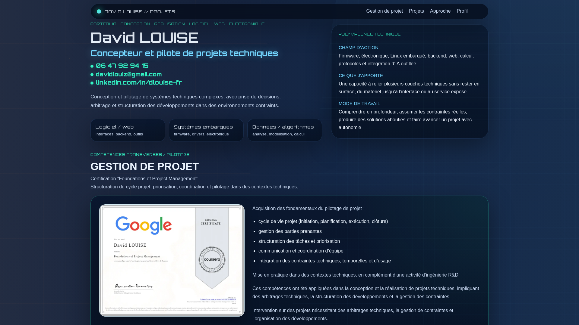 website screenshot of https://davidlouise.org/