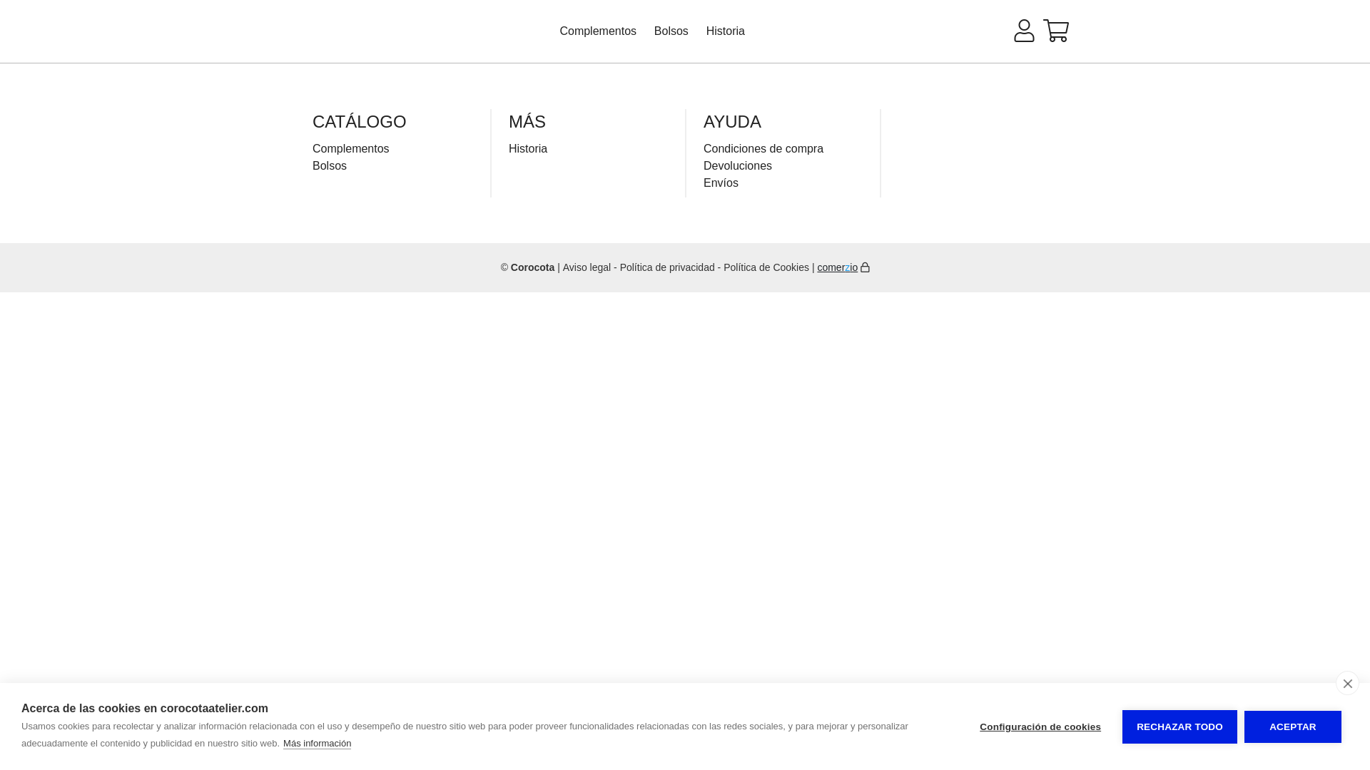 website screenshot of https://corocotaatelier.com/