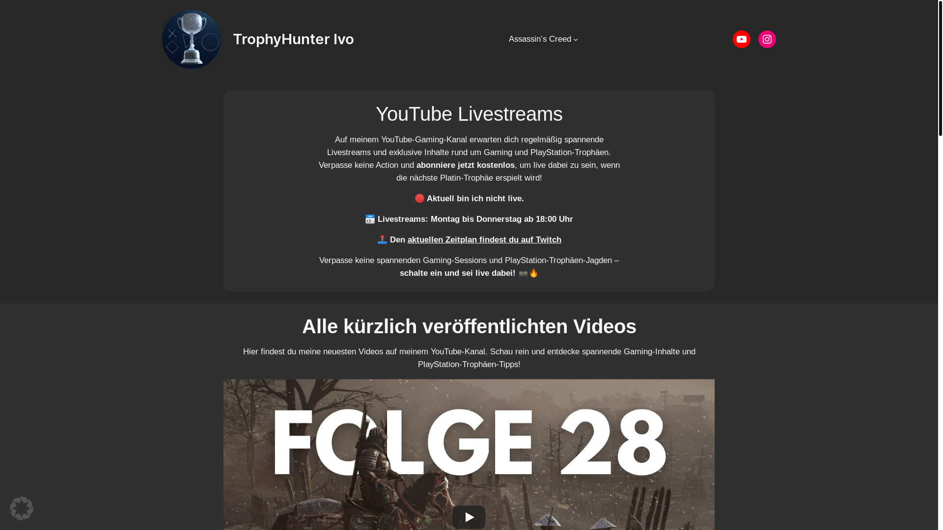 website screenshot of https://trophyhunterivo.live/