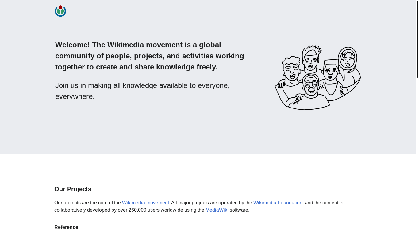 website screenshot of https://wikimedia.org/