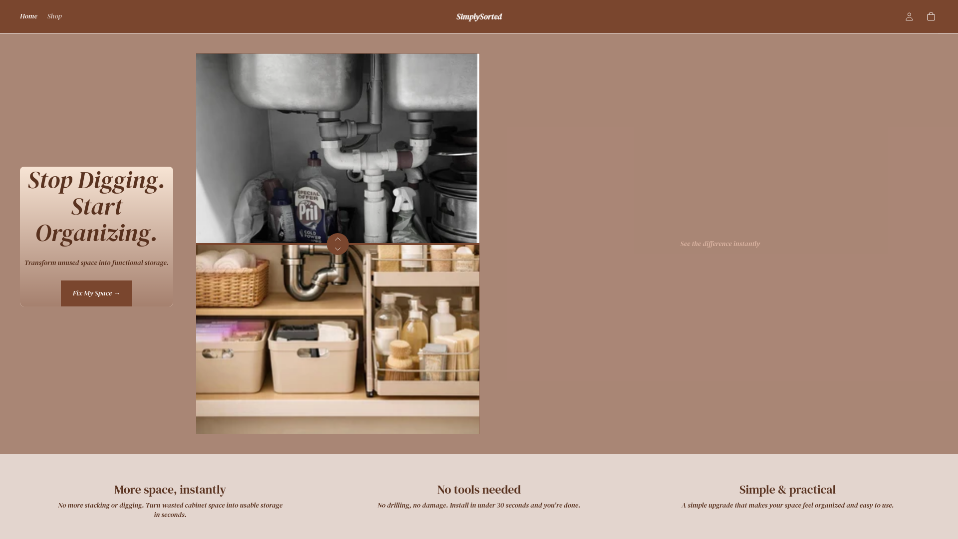 website screenshot of https://simplysort.ca/