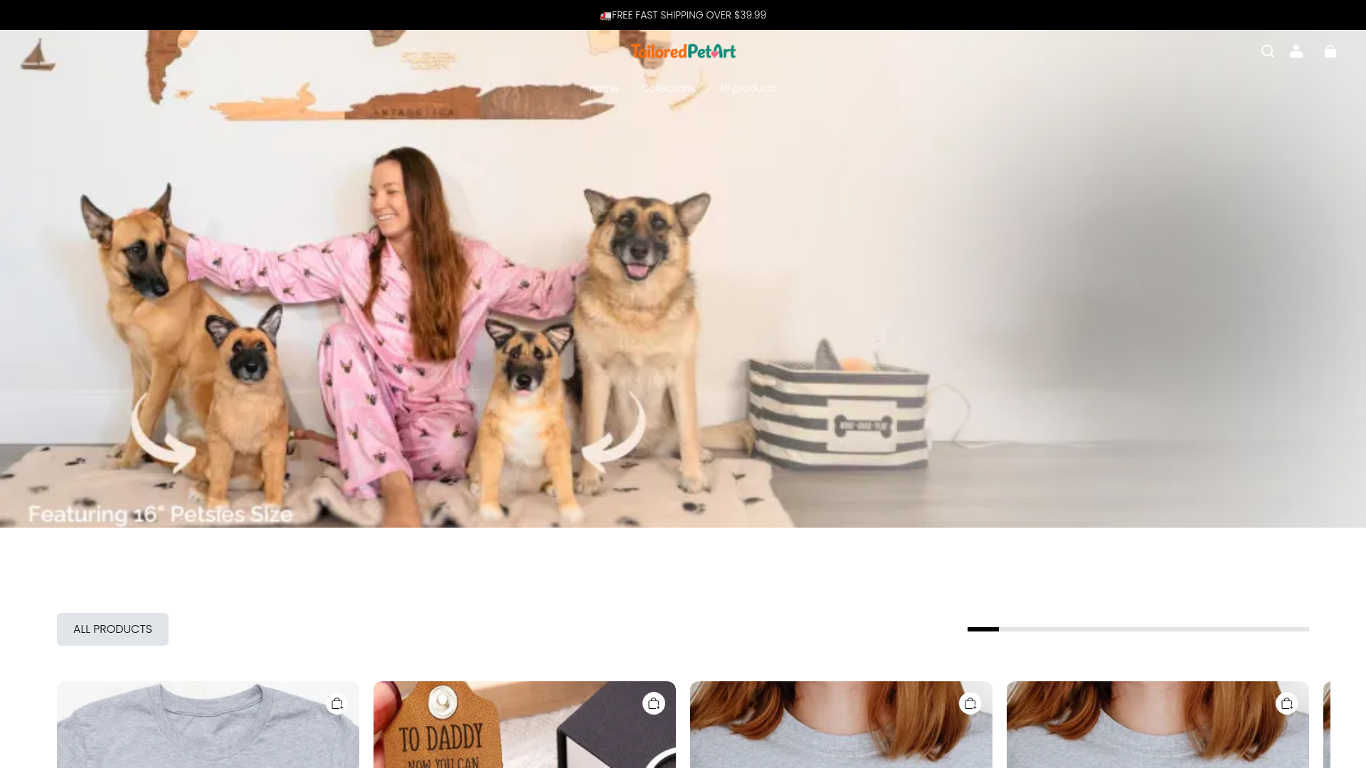 website screenshot of https://tailoredpetart.com