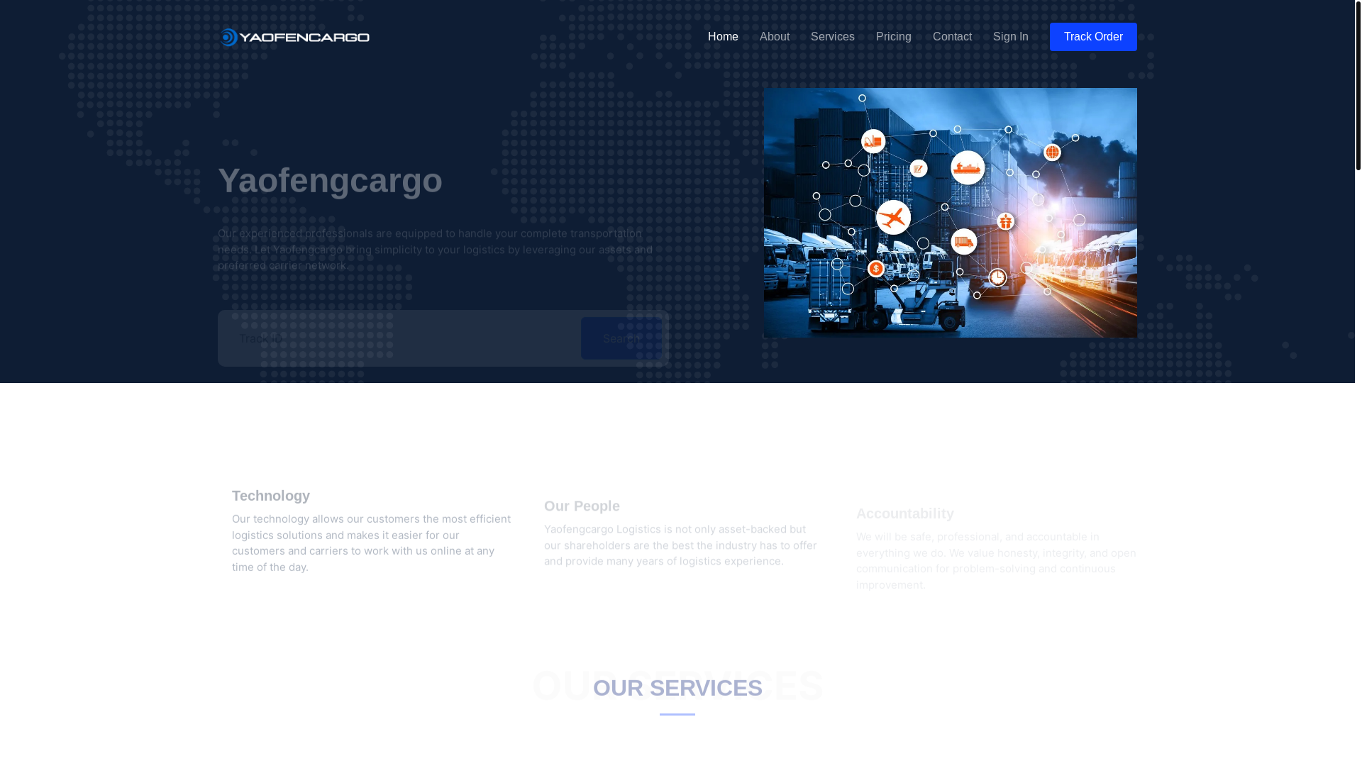 website screenshot of https://yaofncargo.com/