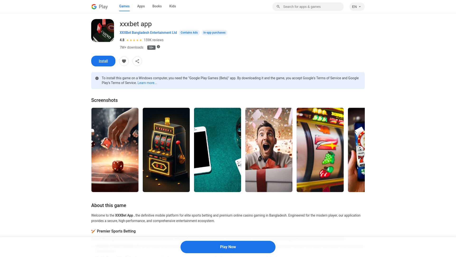 website screenshot of https://xxxbet-casino.app