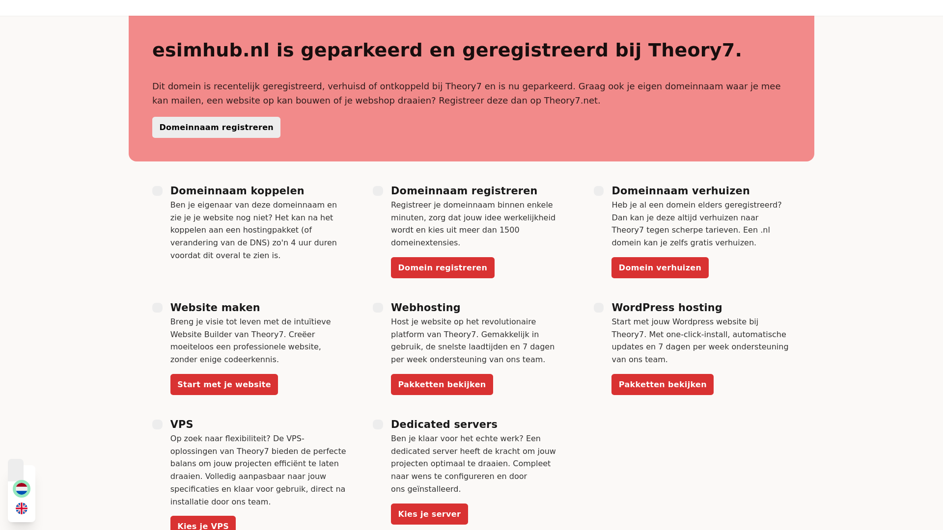 website screenshot of https://esimhub.nl