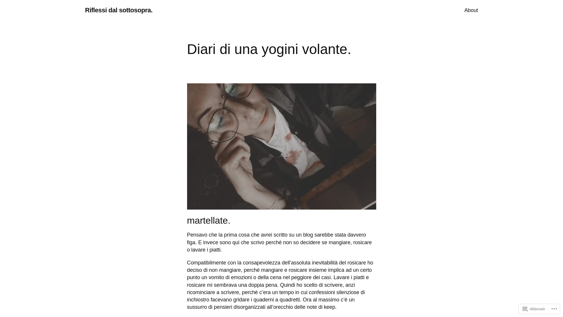 website screenshot of https://riflessidalsottosopra.blog/