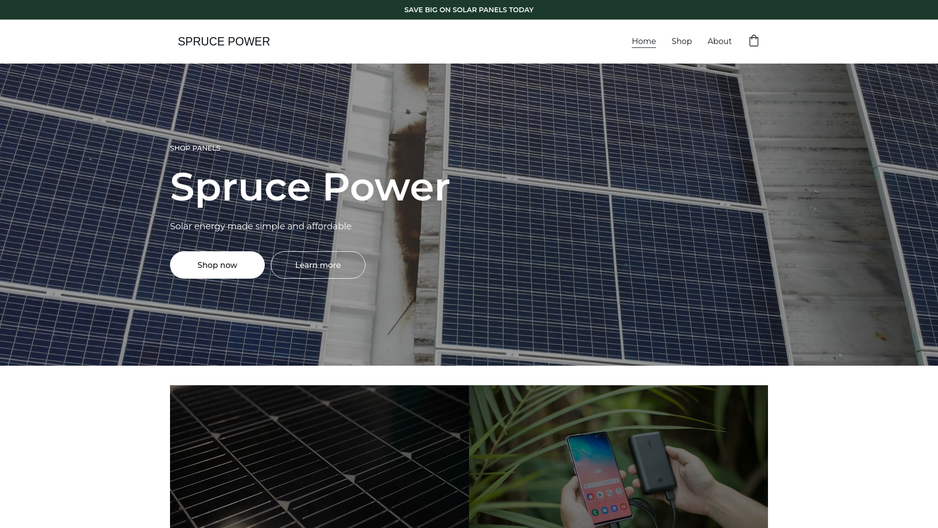 website screenshot of https://sprucepower1.com/