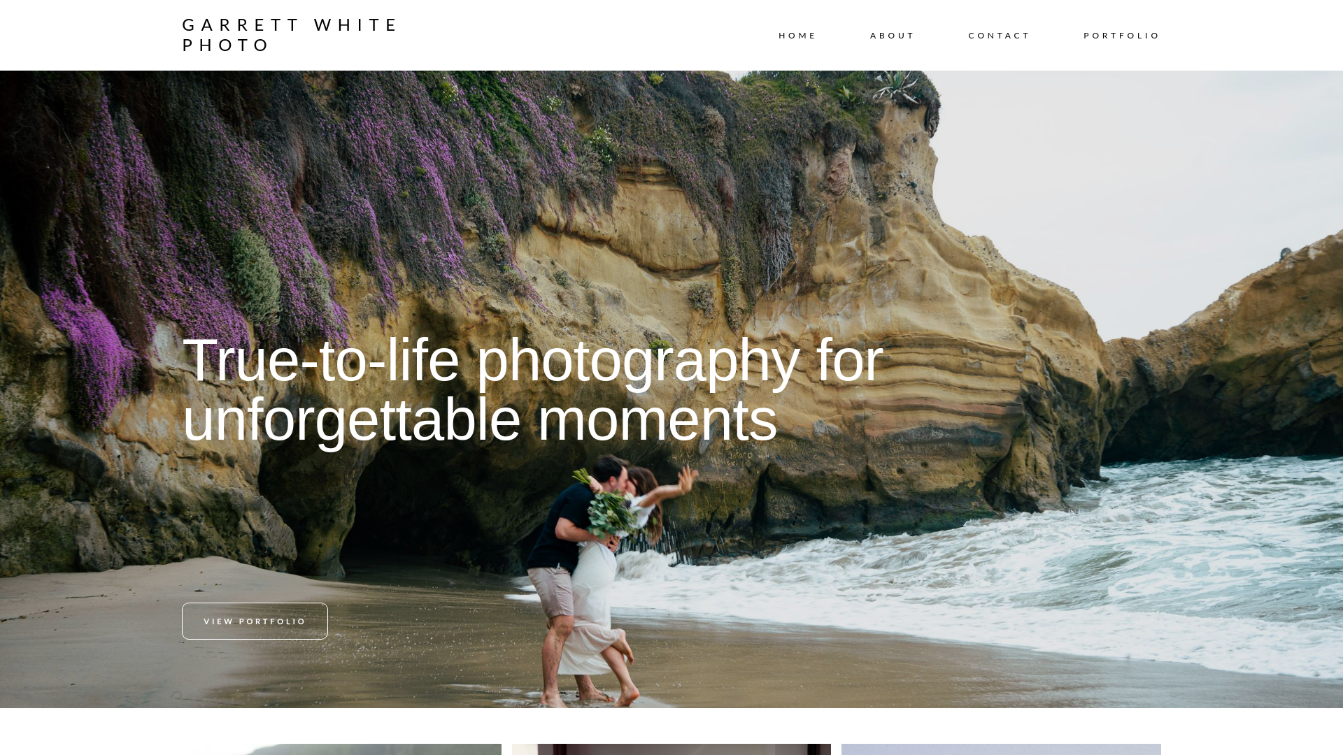 website screenshot of https://garrettwhitephoto.com