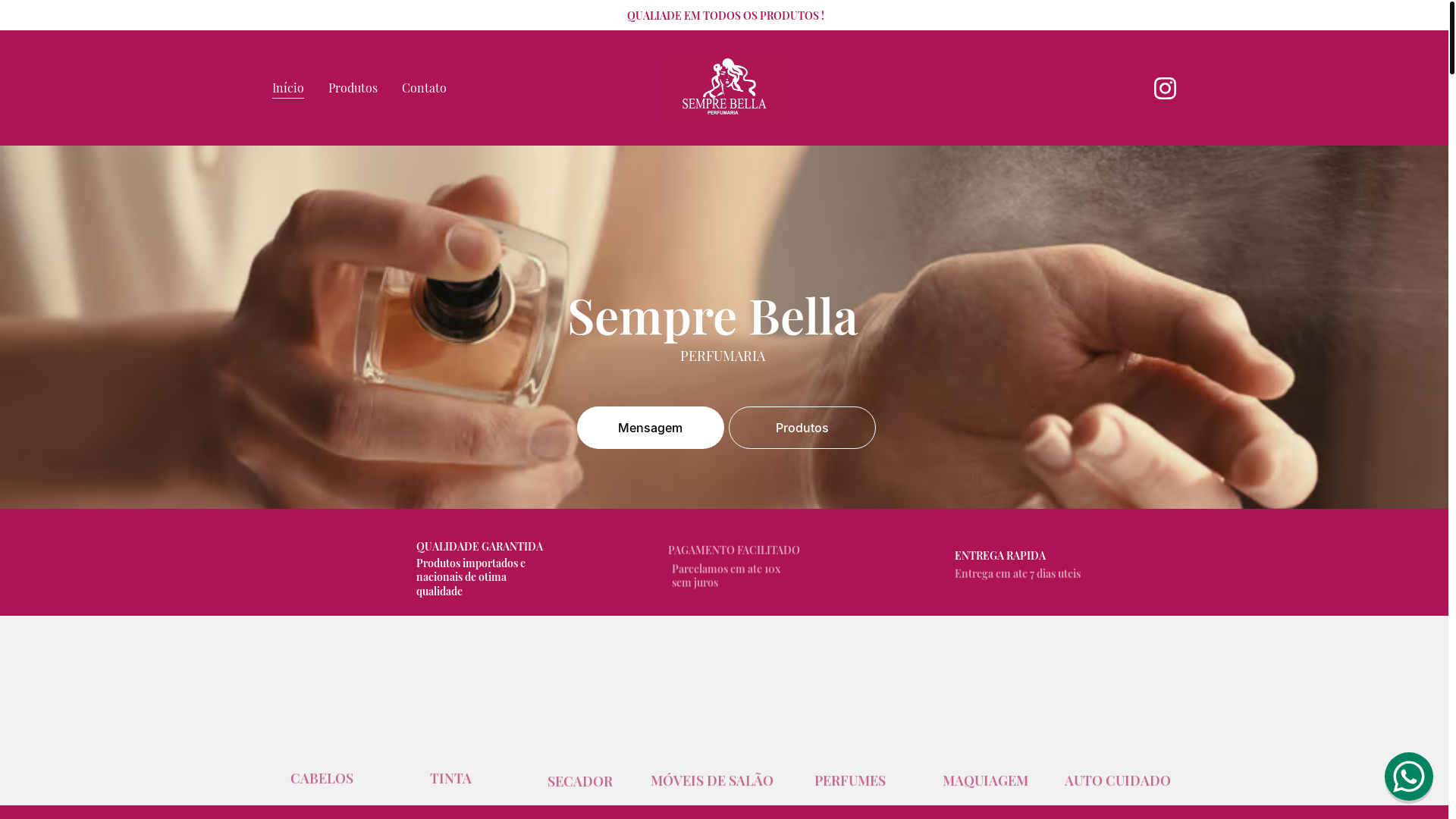 website screenshot of https://perfumariasemprebellaiub.com.br/