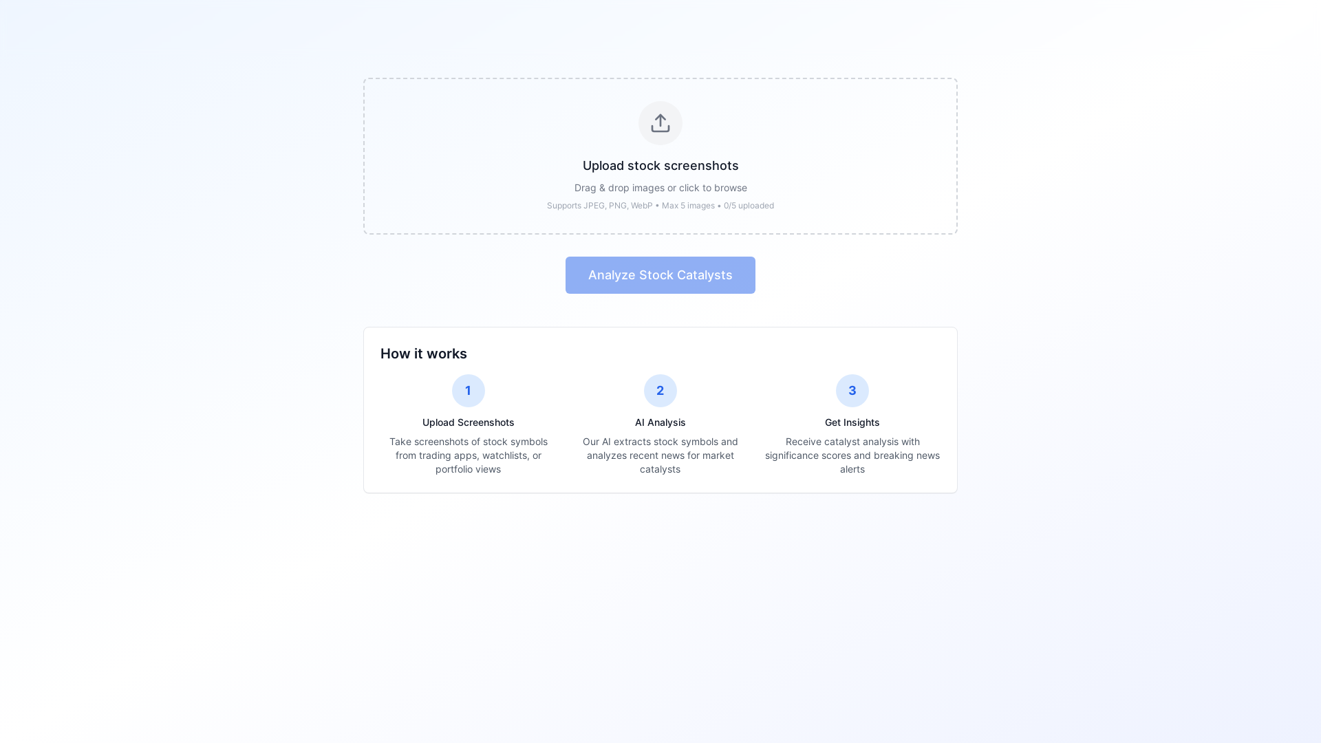 website screenshot of https://stock-catalyst-frontend.pages.dev/