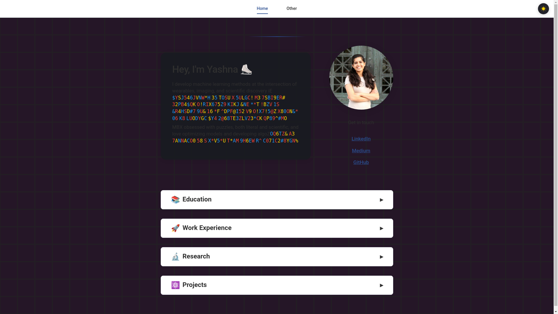website screenshot of https://yashna.me/