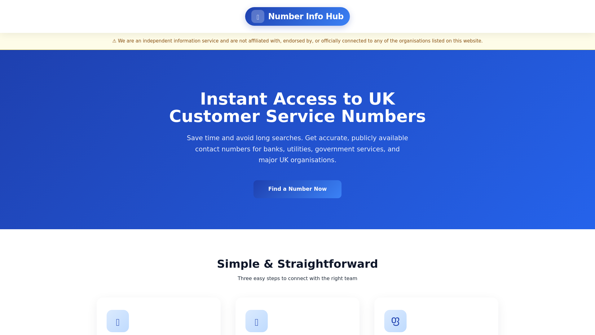 website screenshot of https://numberinfohub.com/