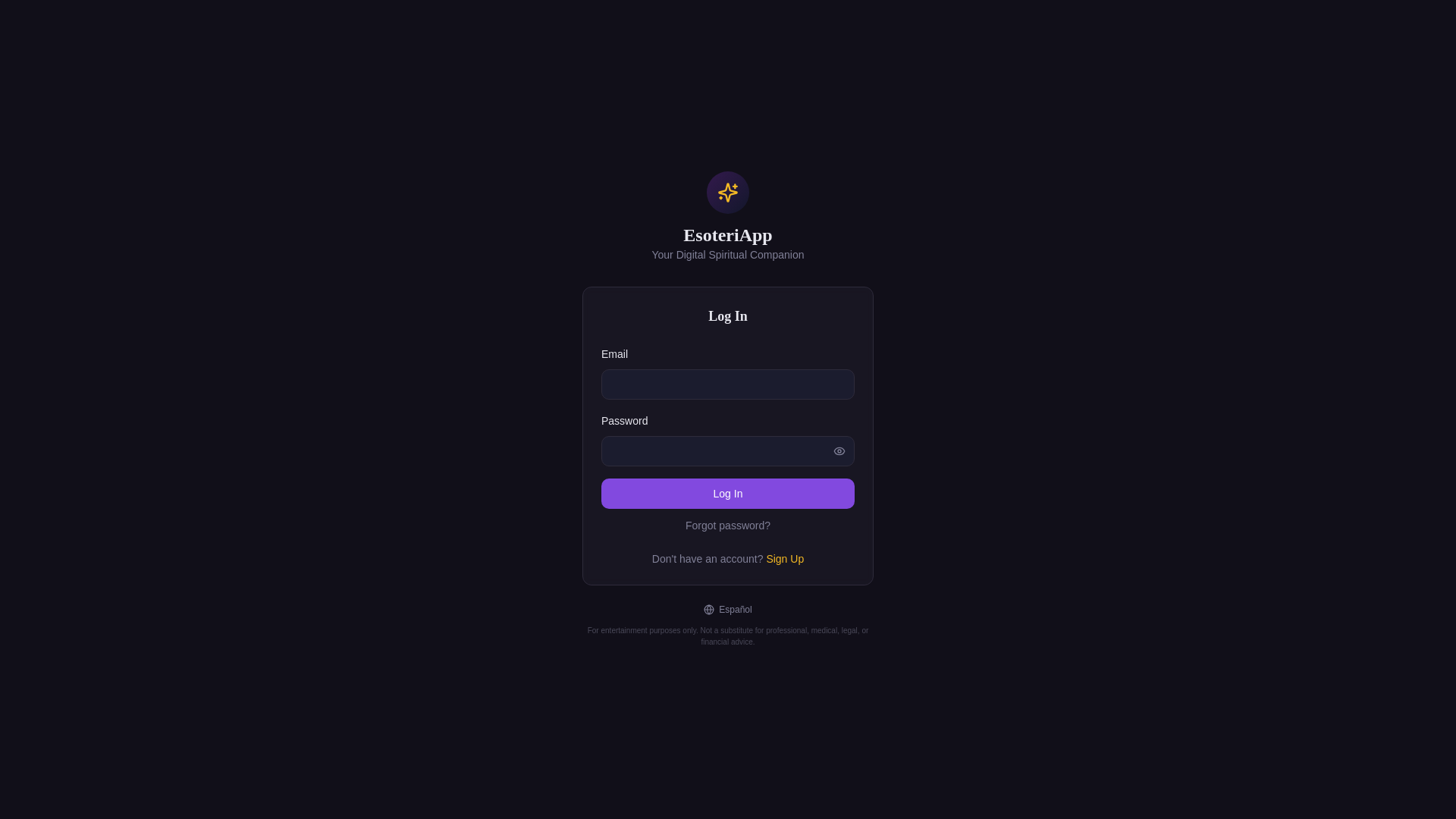 website screenshot of https://esoteriapp.com