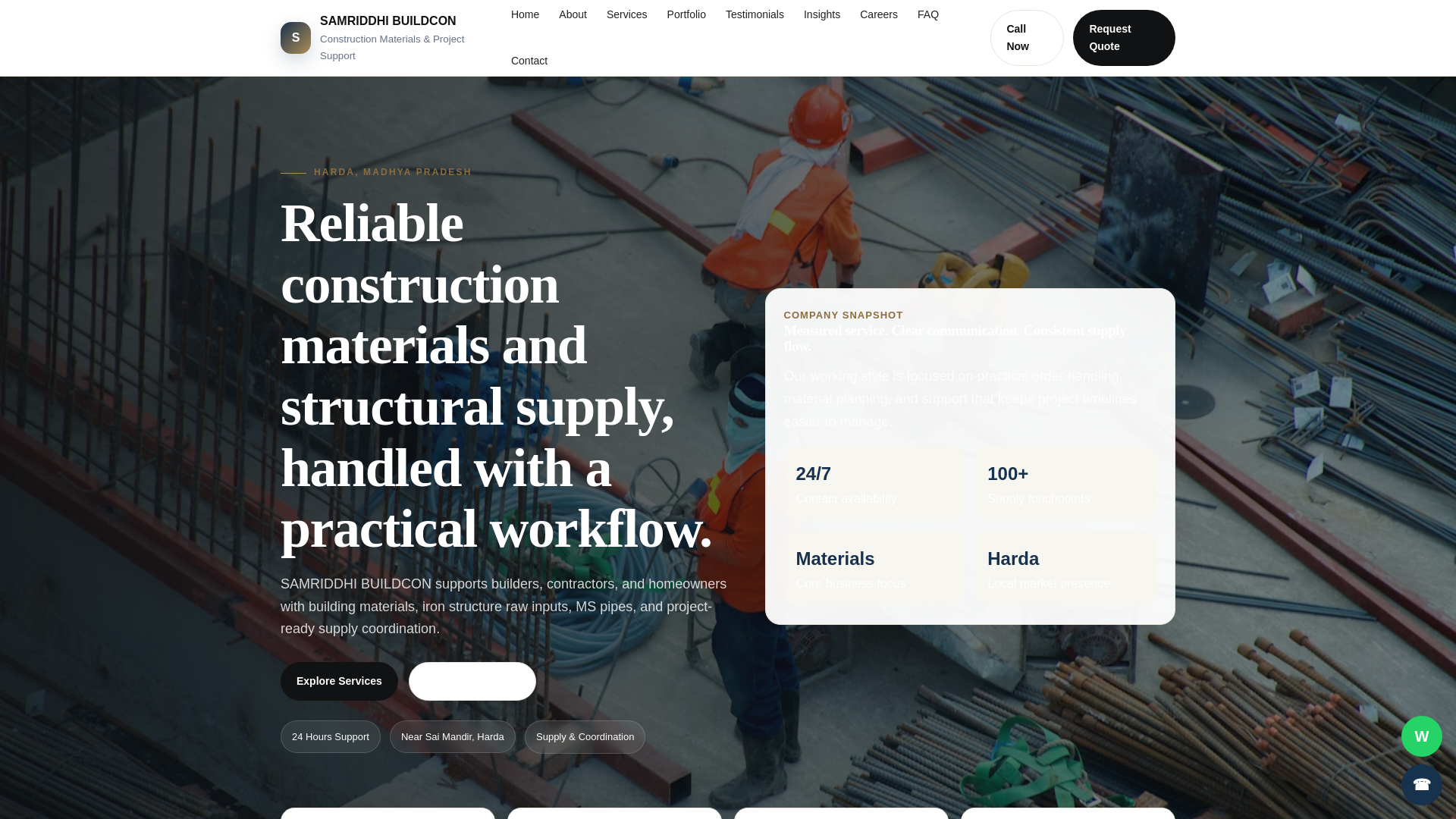 website screenshot of https://samriddhibuildcon.shop/