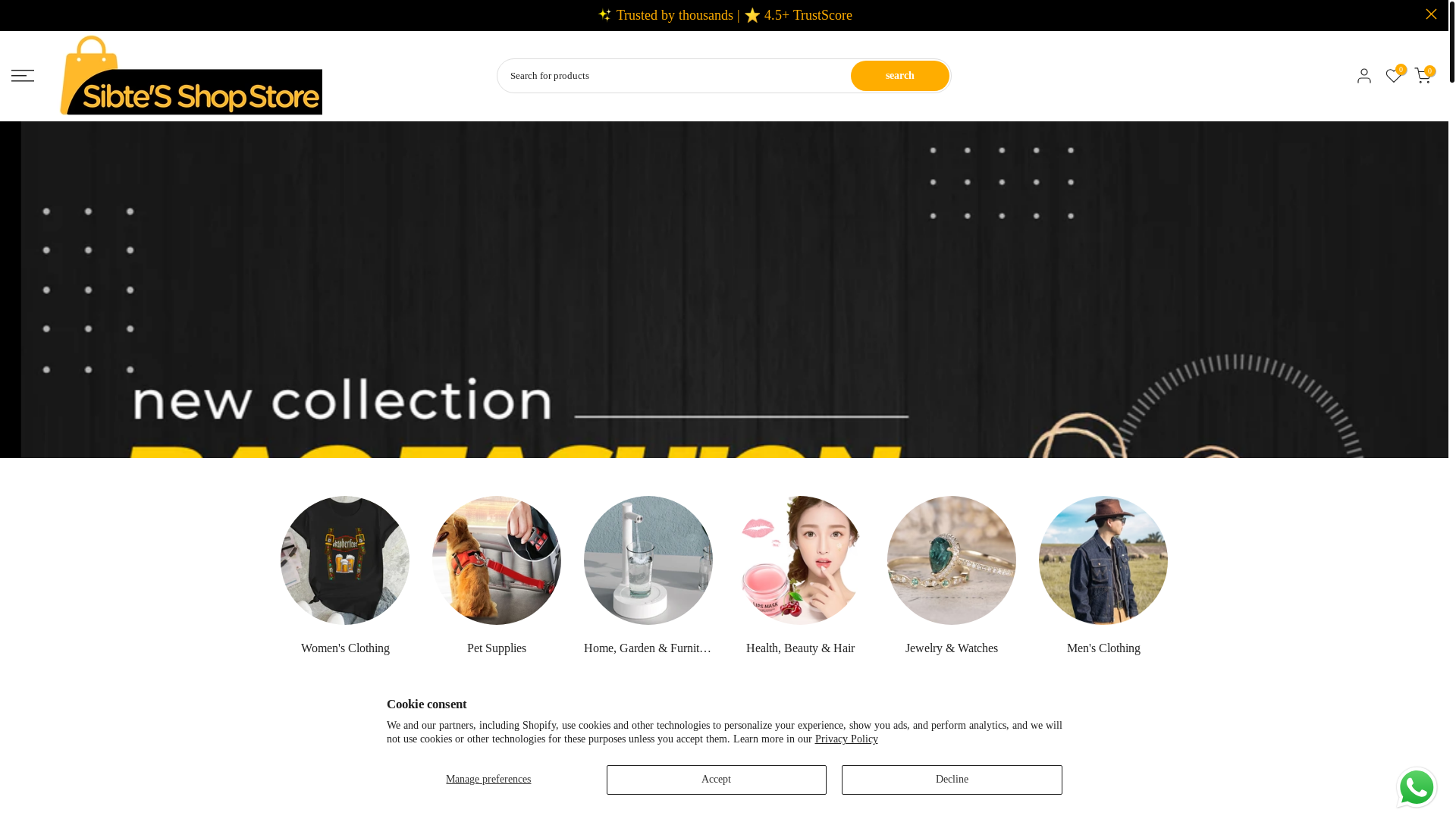 website screenshot of https://sibteshopspot.store/