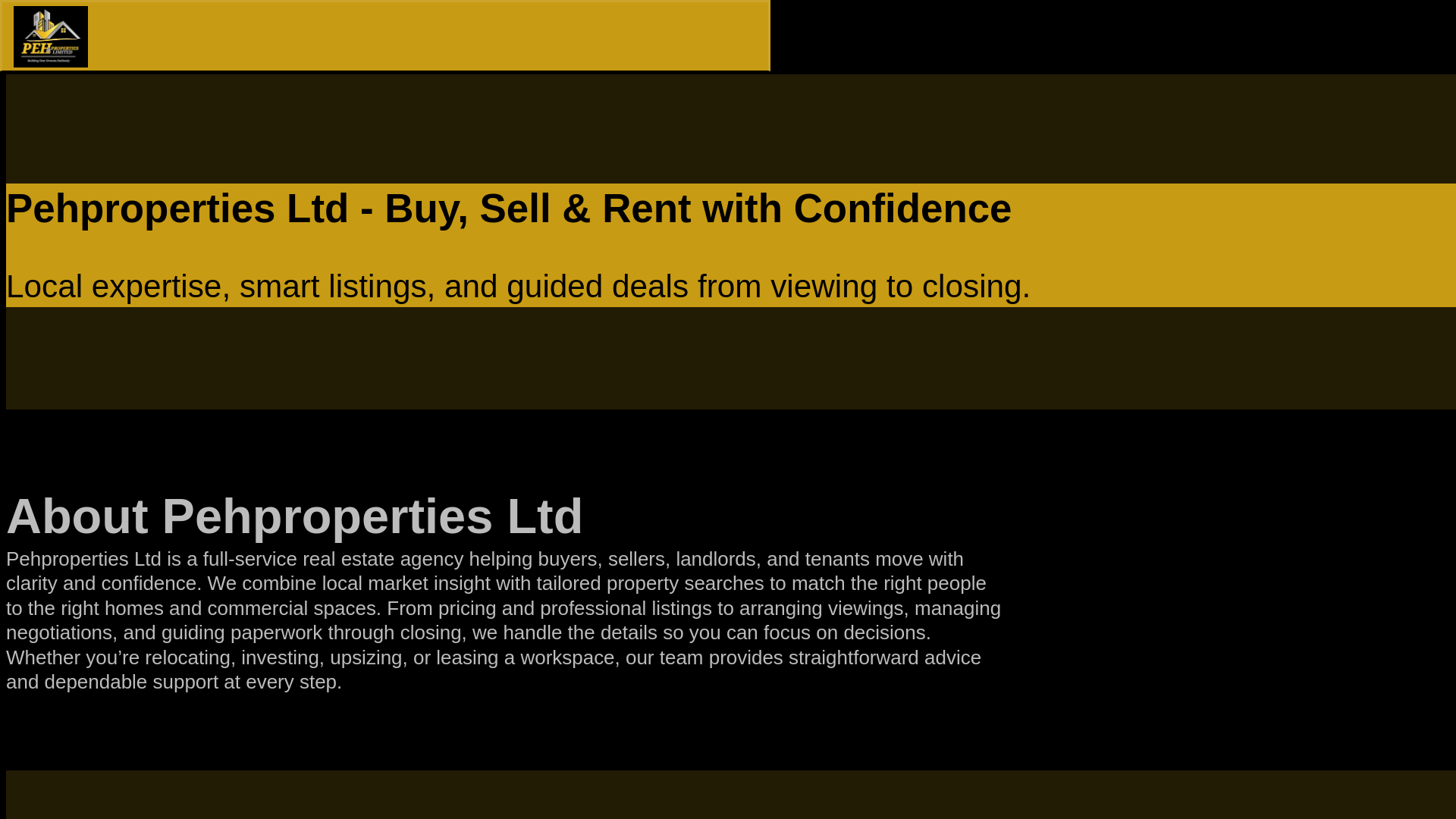 website screenshot of https://pehpropertiesltd.com/