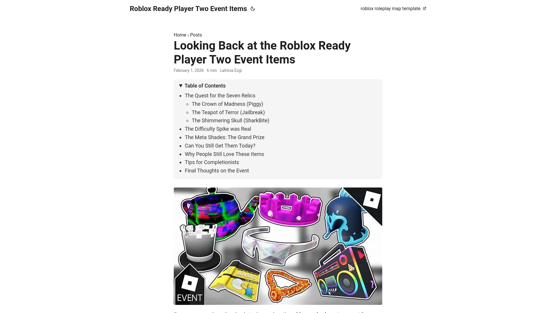 website screenshot of https://roblox-ready-player-two-event-items.pages.dev/