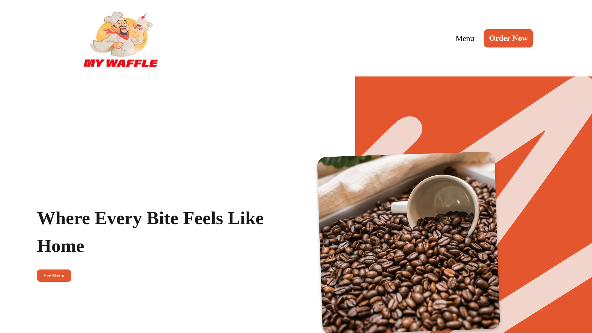 website screenshot of https://mywafflerestaurant.com