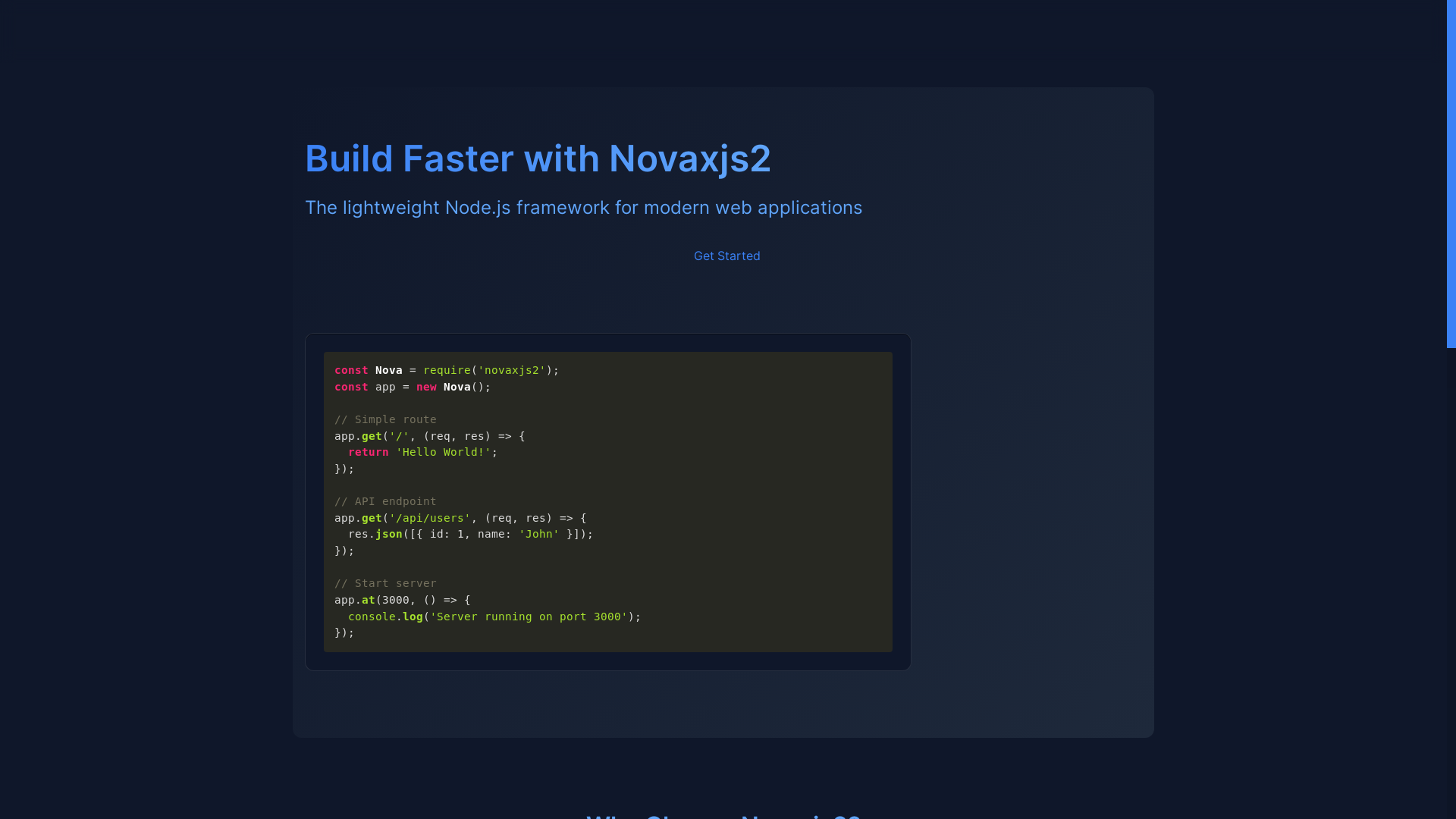 website screenshot of https://novaxjs2.site/