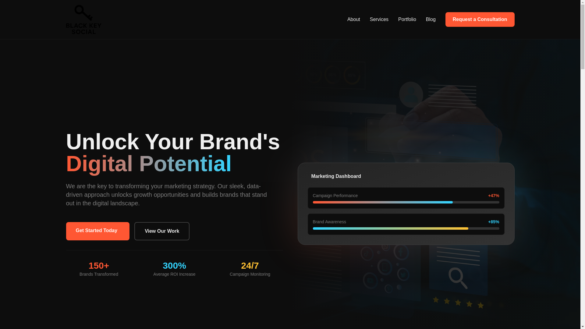 website screenshot of https://blackkeysocial.com/