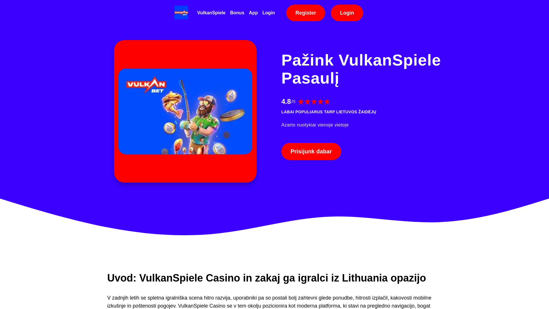 website screenshot of https://vulkanspielelt.com/